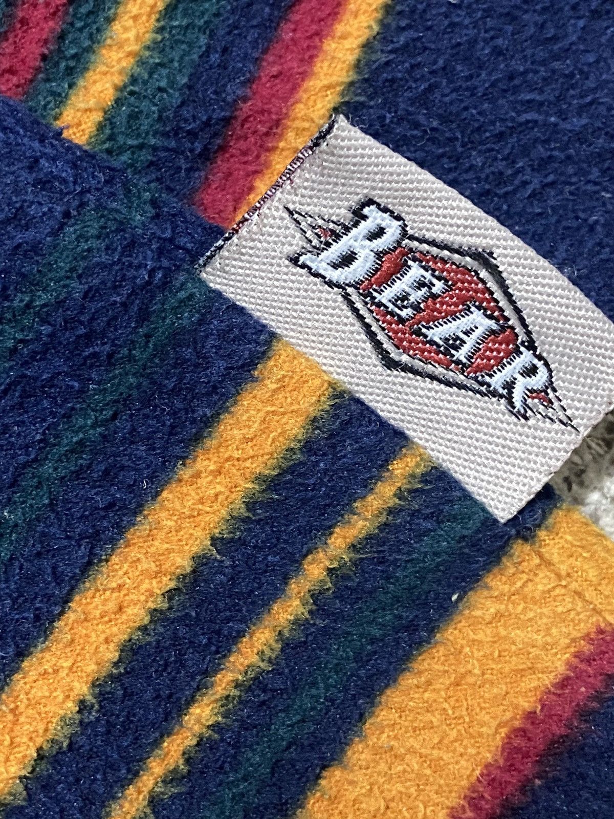 Golden Bear × Vintage Vintage 90s Bear Surf Striped Halfzip Fleece Sweatshirt Size US M / EU 48-50 / 2 - 2 Thumbnail