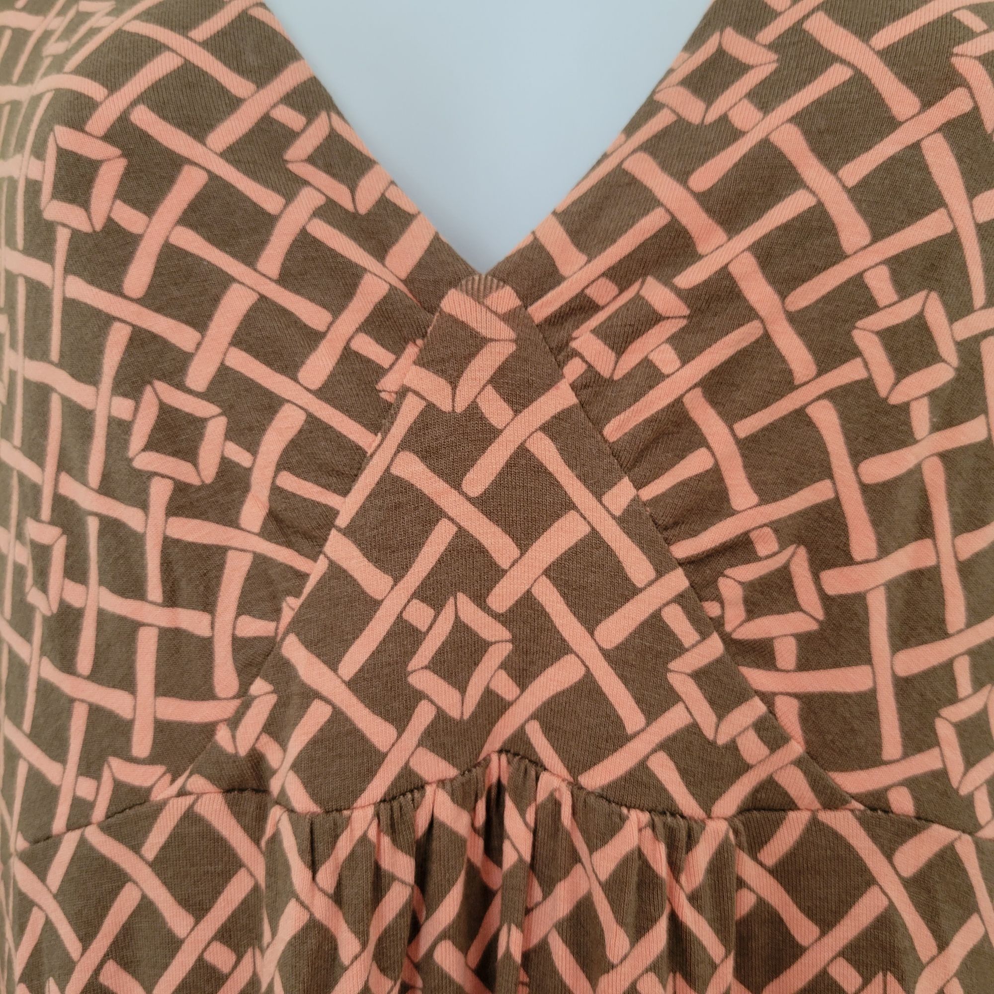 Tommy Bahama Tommy Bahama M Brown Coral Geometric Lattice Print V-Neck Mi Size M / US 6-8 / IT 42-44 - 2 Thumbnail
