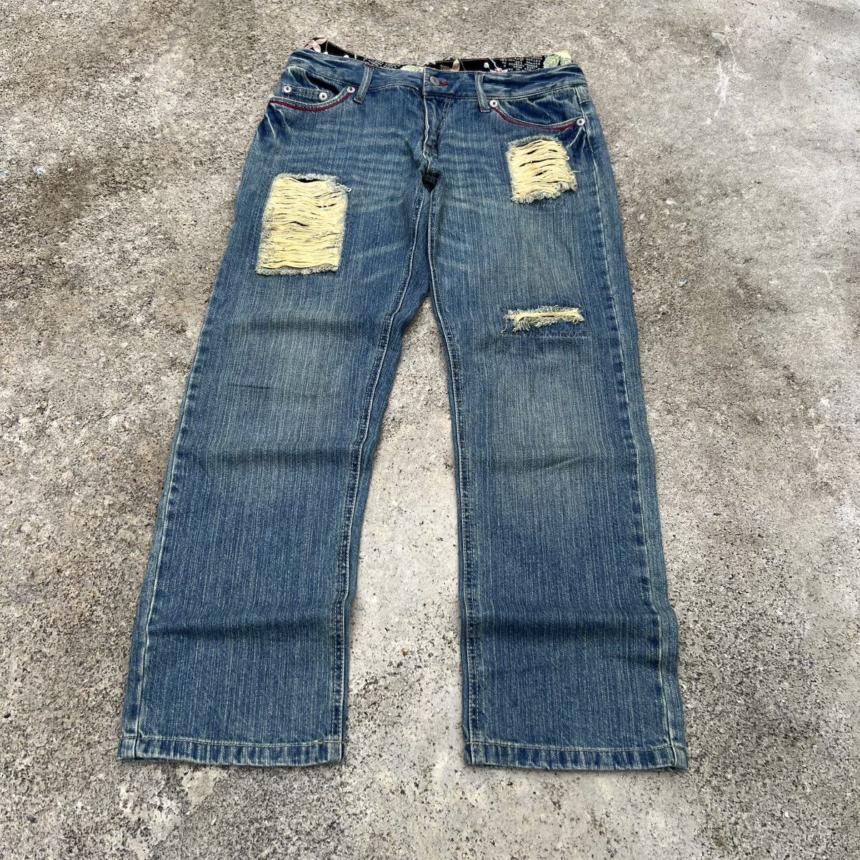 Japanese Brand “DOUBLE WAIST” JAPANESE DISTRESS SASHIKO INSPIRED DENIM Size US 34 / EU 50 - 1 Thumbnail