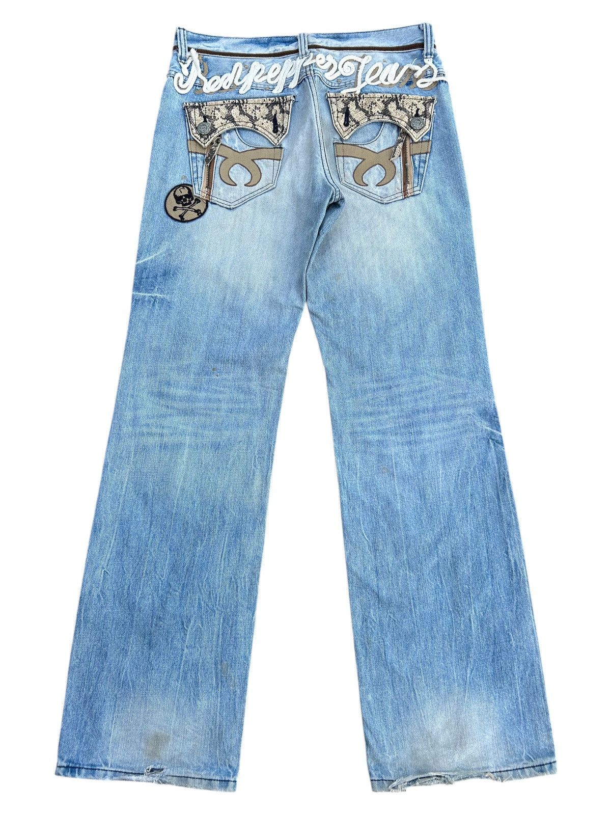Kapital Red Pepper Japan Studded Snake Skin pocket Distressed Denim Size US 34 / EU 50 - 1 Thumbnail