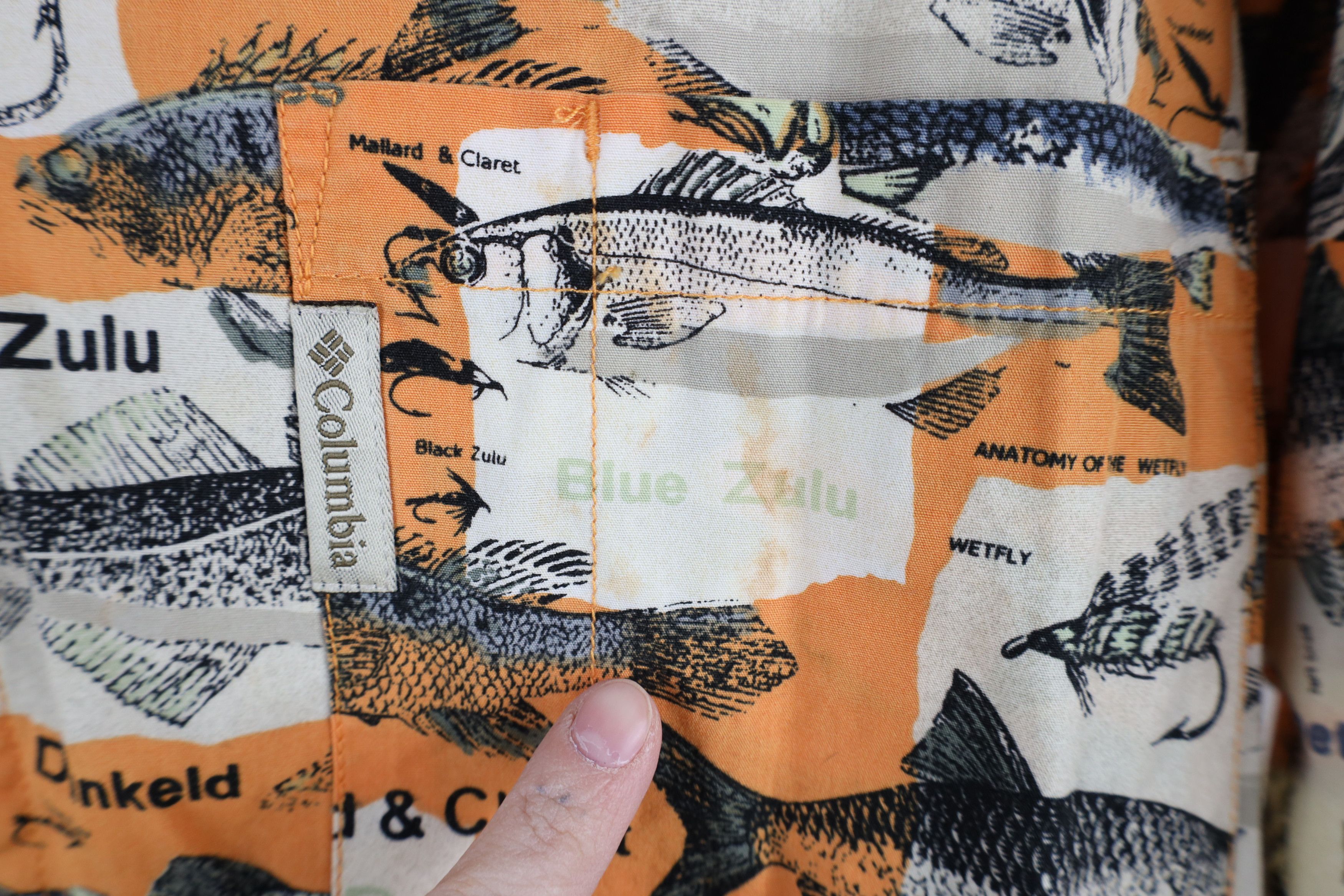 Columbia × Vintage Vintage 90s Columbia Over Print Short Sleeve Button Shirt Size US L / EU 52-54 / 3 - 4 Thumbnail