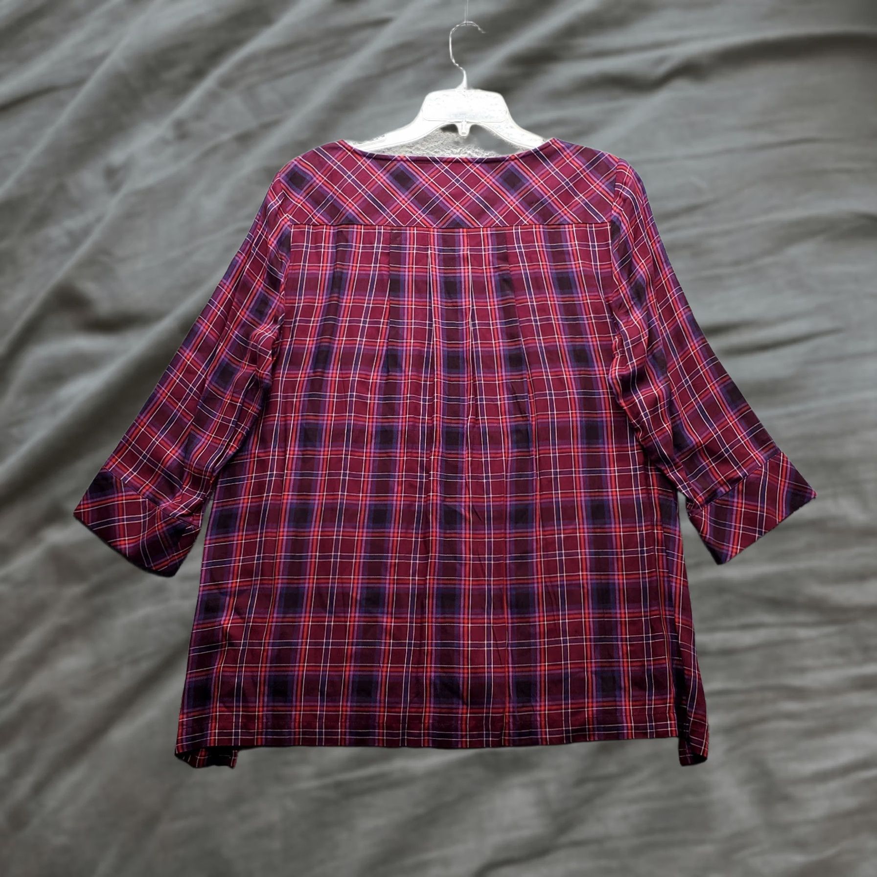 J. Jill J. Jill Women's Tunic Blouse - Plaid Boat Neck Long Sleeve Multi Color, Size L, Regular Fit Size L / US 10 / IT 46 - 1 Thumbnail