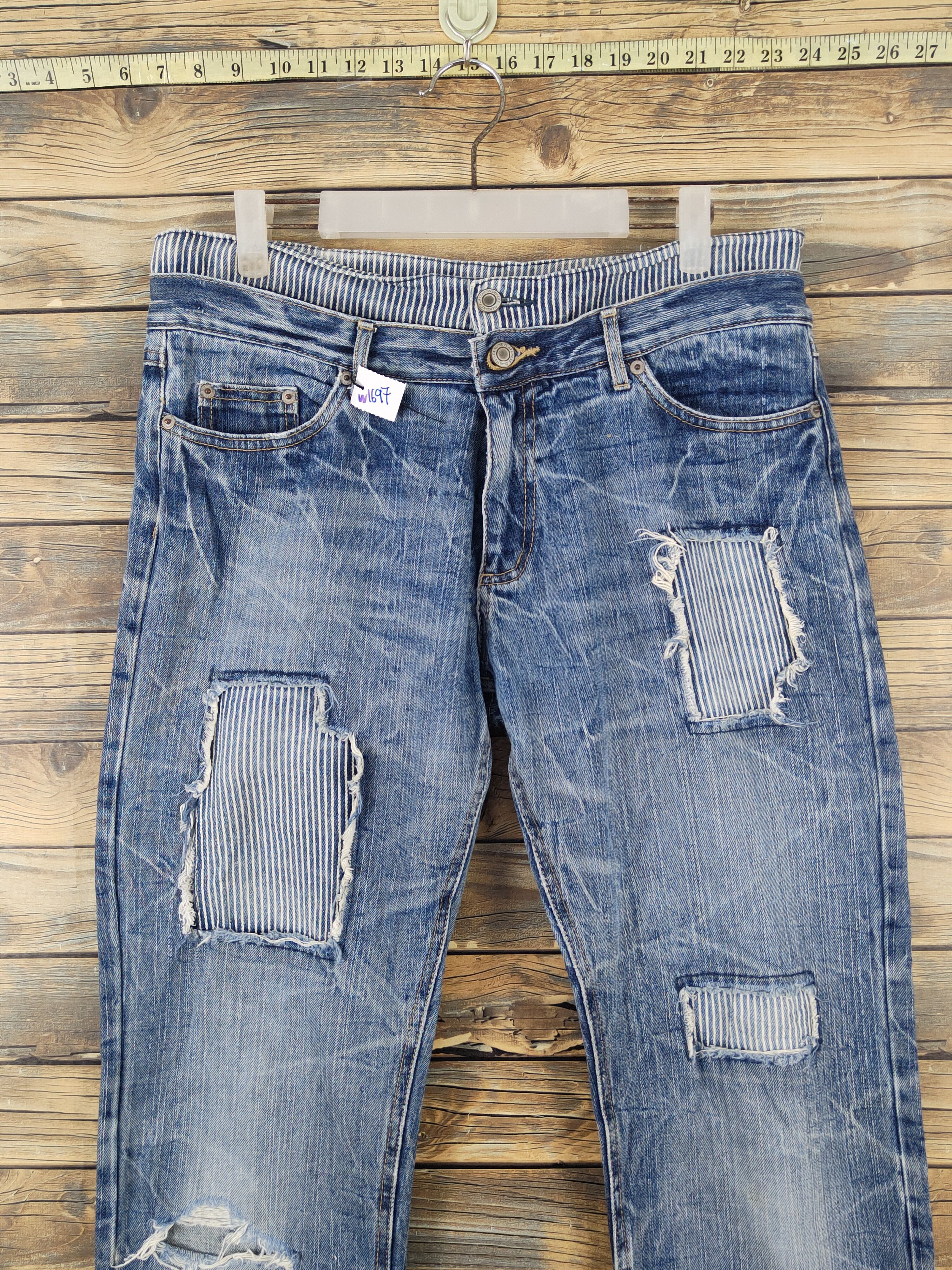 Japanese Brand Japanese Brand Dark Blue Distressed Ripped Jeans #W1697 Size US 34 / EU 50 - 2 Thumbnail