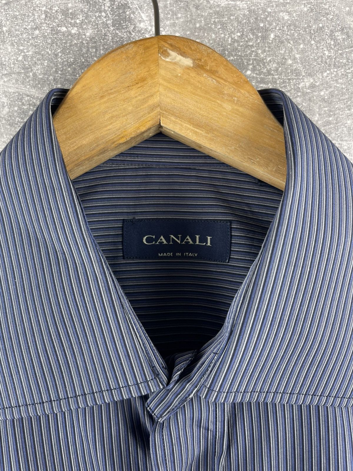 Canali CANALI Luxury Blue Dress Striped Shirt 100% Cotton Size US XS / EU 42 / 0 - 4 Thumbnail