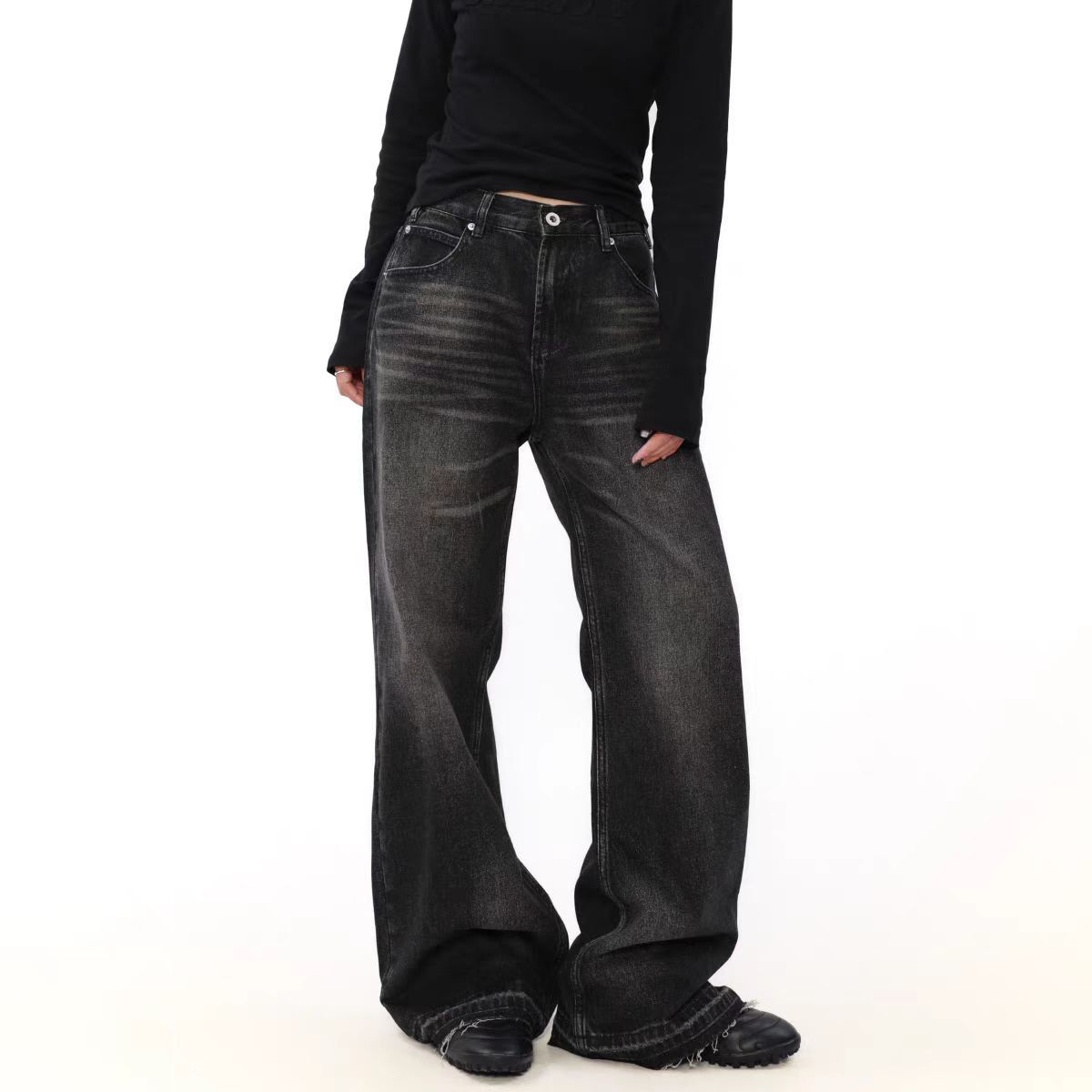 Japanese Brand × Jean Street Wash Wide Leg Straight Jeans Size US 34 / EU 50 - 4 Thumbnail