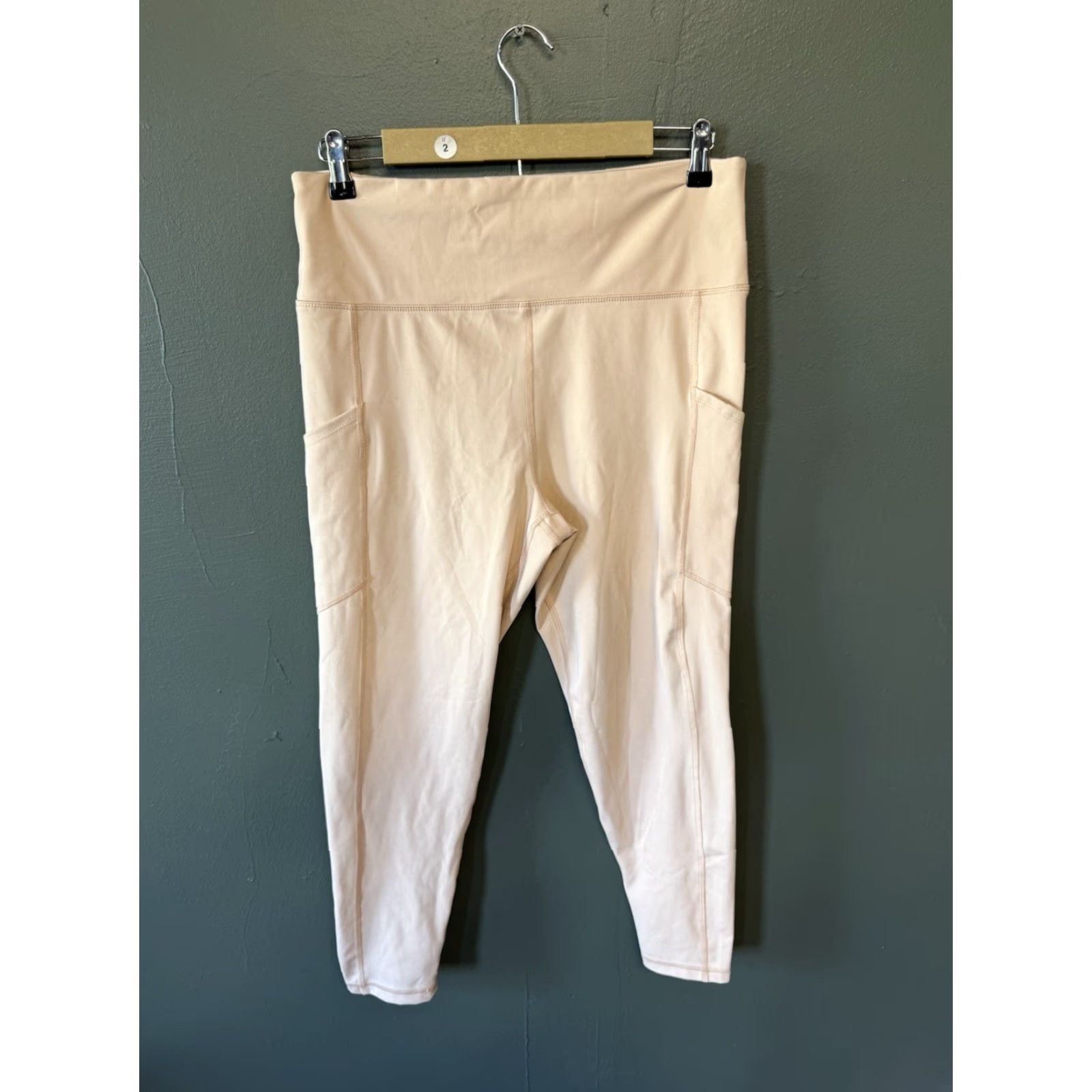 American Eagle Outfitters VINTAGE American Eagle Outfitters Leggings Cropped Ivory Everything Pocket XL Womens Size 40" / US 18 - 2 Thumbnail
