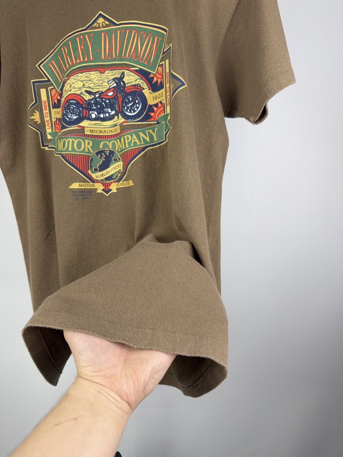 Harley Davidson × Vintage 1990 3D Emblem Harley-Davidson Motorcycle Graphic Tee Shirt Size US M / EU 48-50 / 2 - 4 Thumbnail