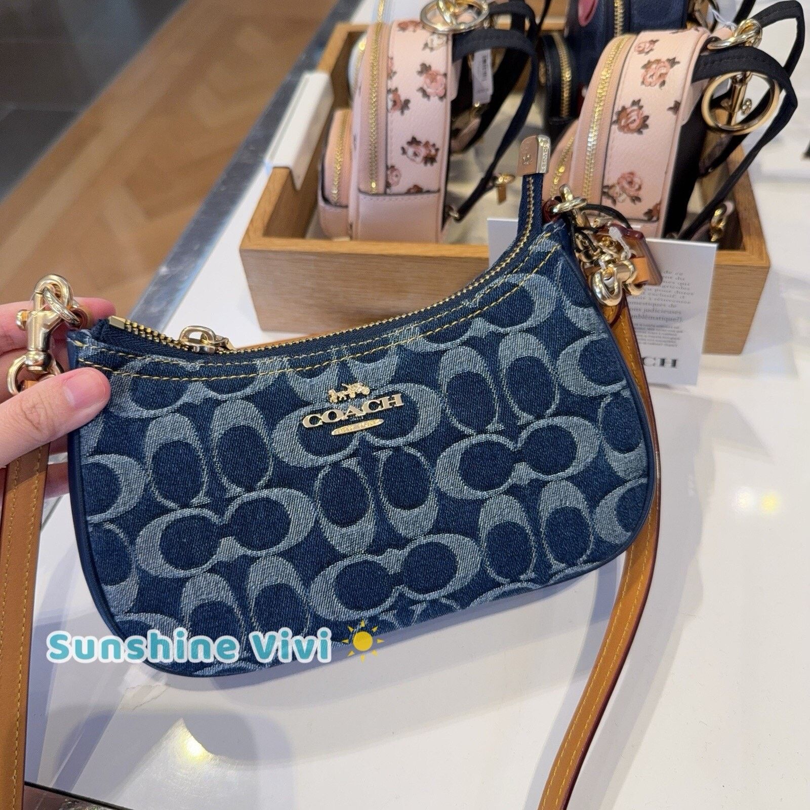 New Coach Teri Mini Crossbody Bag Signature Denim Cy735 in Blue, Women's