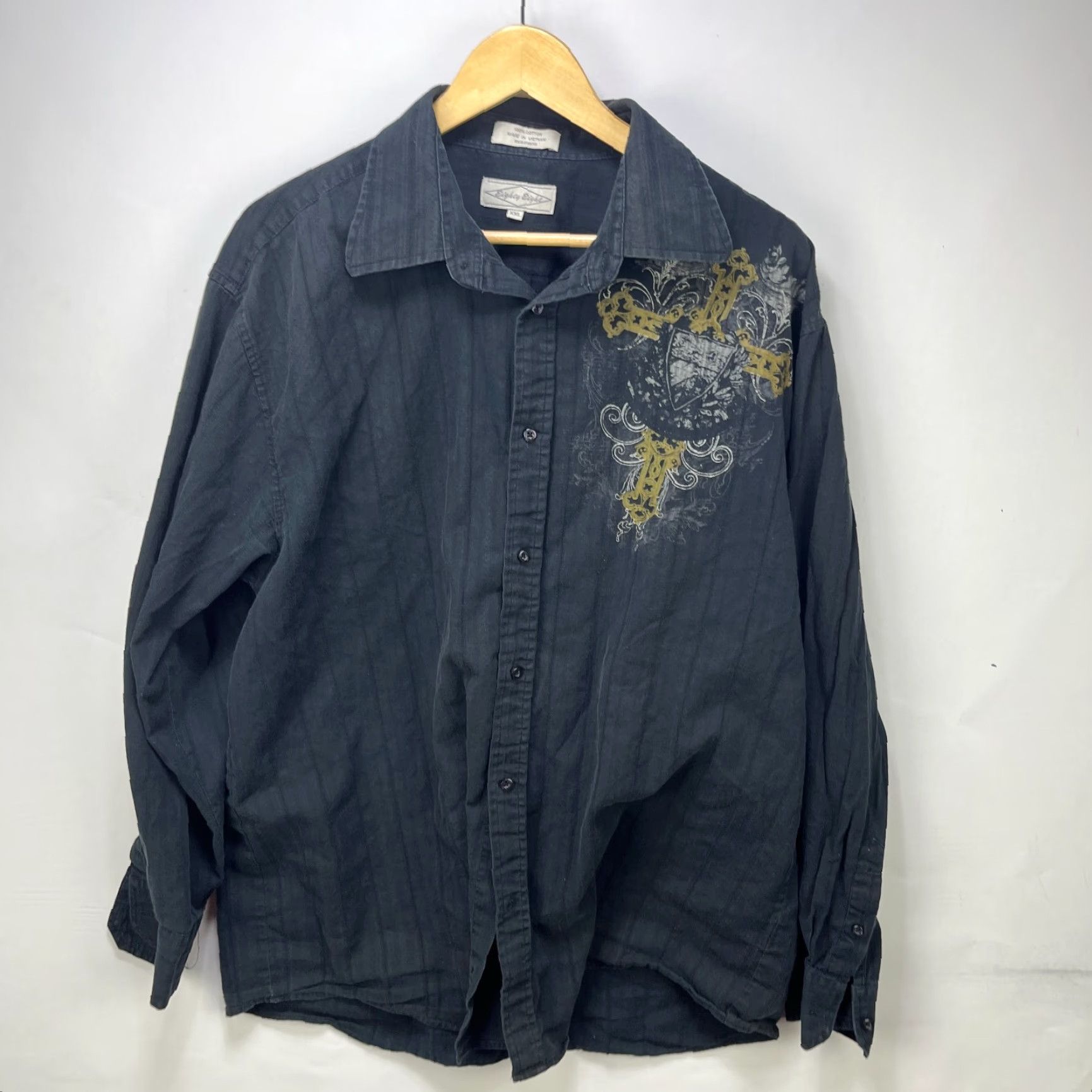 Affliction VINTAGE Cross MMA Y2K Affliction Jesse Pinkman Button-Up Long Sleeve Shirt 2XL Black Mens Jesus Pinkman? Size US XXL / EU 58 / 5 - 5 Thumbnail