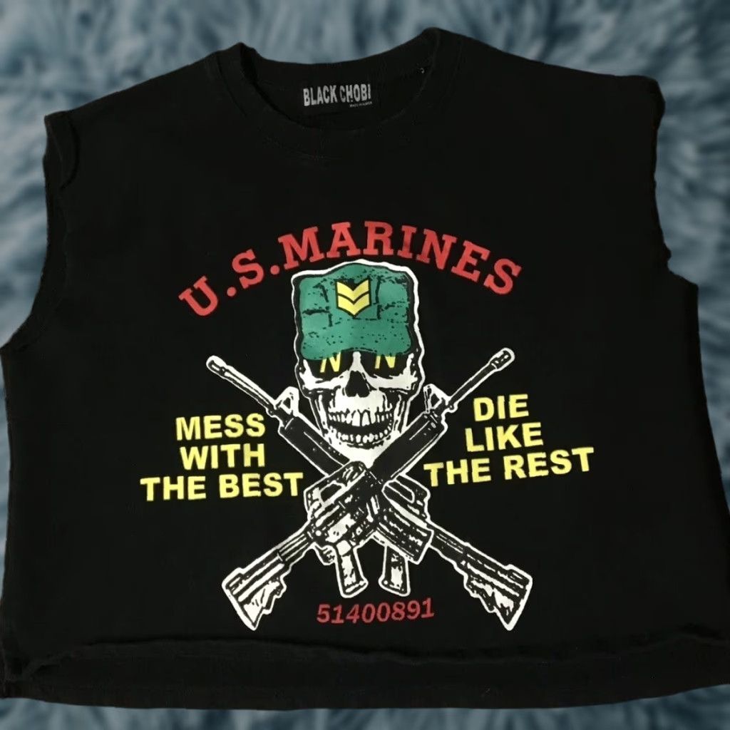 Vintage VINTAGE US Marines Mess With the Best Crop Sleeveless Sweatshirt M Army Grunge 90s Women Black Chobi Shirt Adult M Black Size M / US 6-8 / IT 42-44 - 1 Thumbnail
