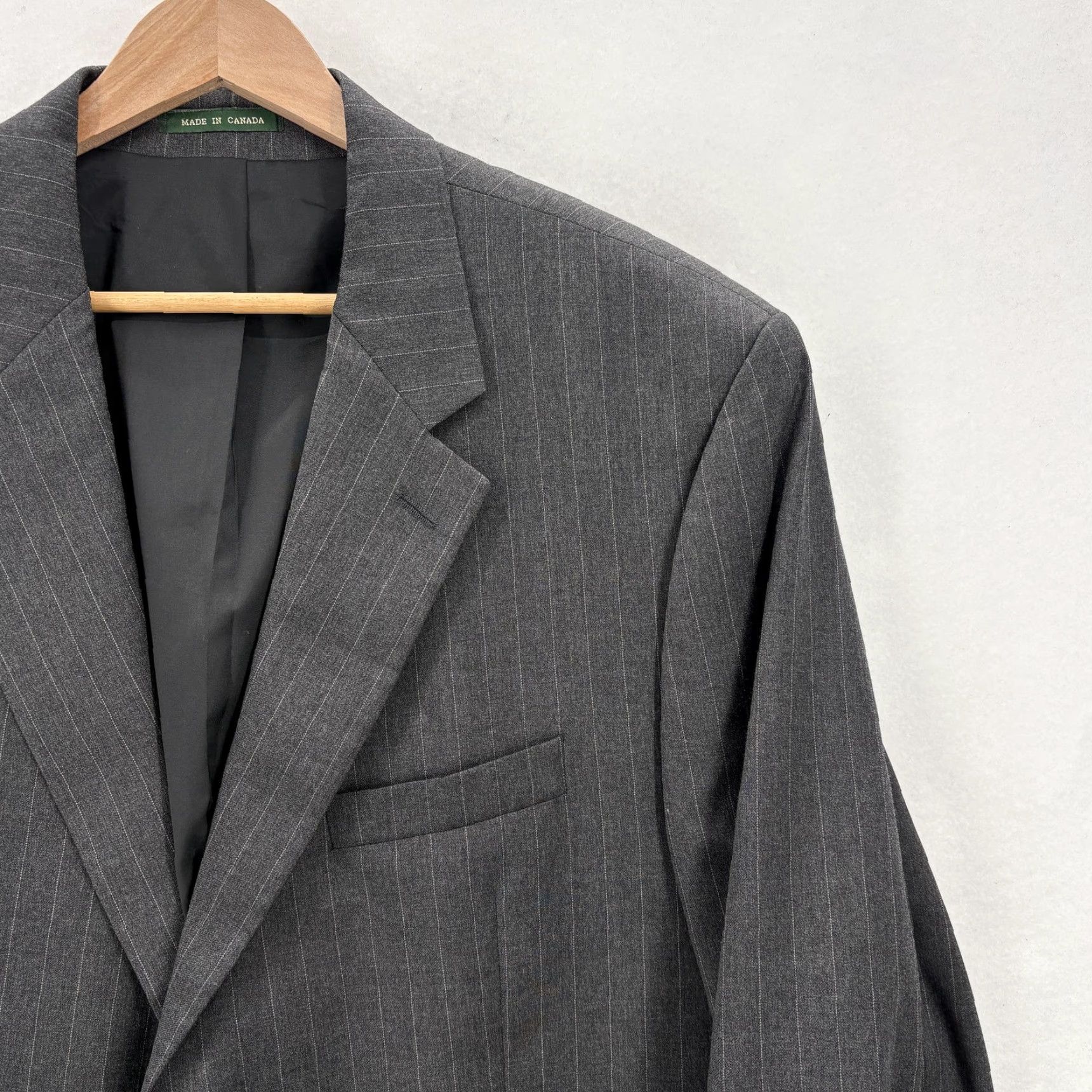 Ralph Lauren VINTAGE Lauren Ralph Lauren Blazer Mens 46R Gray Pinstripe Wool Sport Coat Jacket Size 46R - 2 Thumbnail