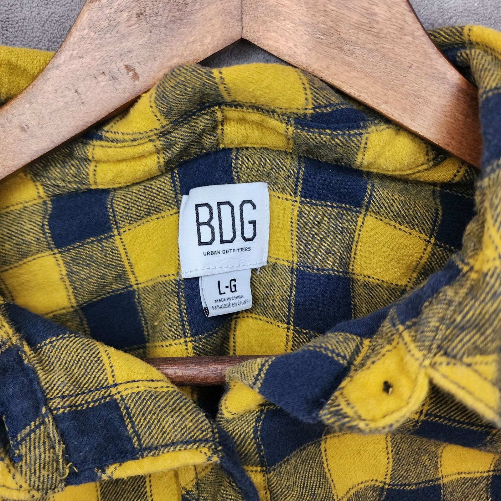 Bdg BDG L Crop Top Flannel Yellow/Navy Check - Chic & Cozy Size L / US 10 / IT 46 - 3 Thumbnail