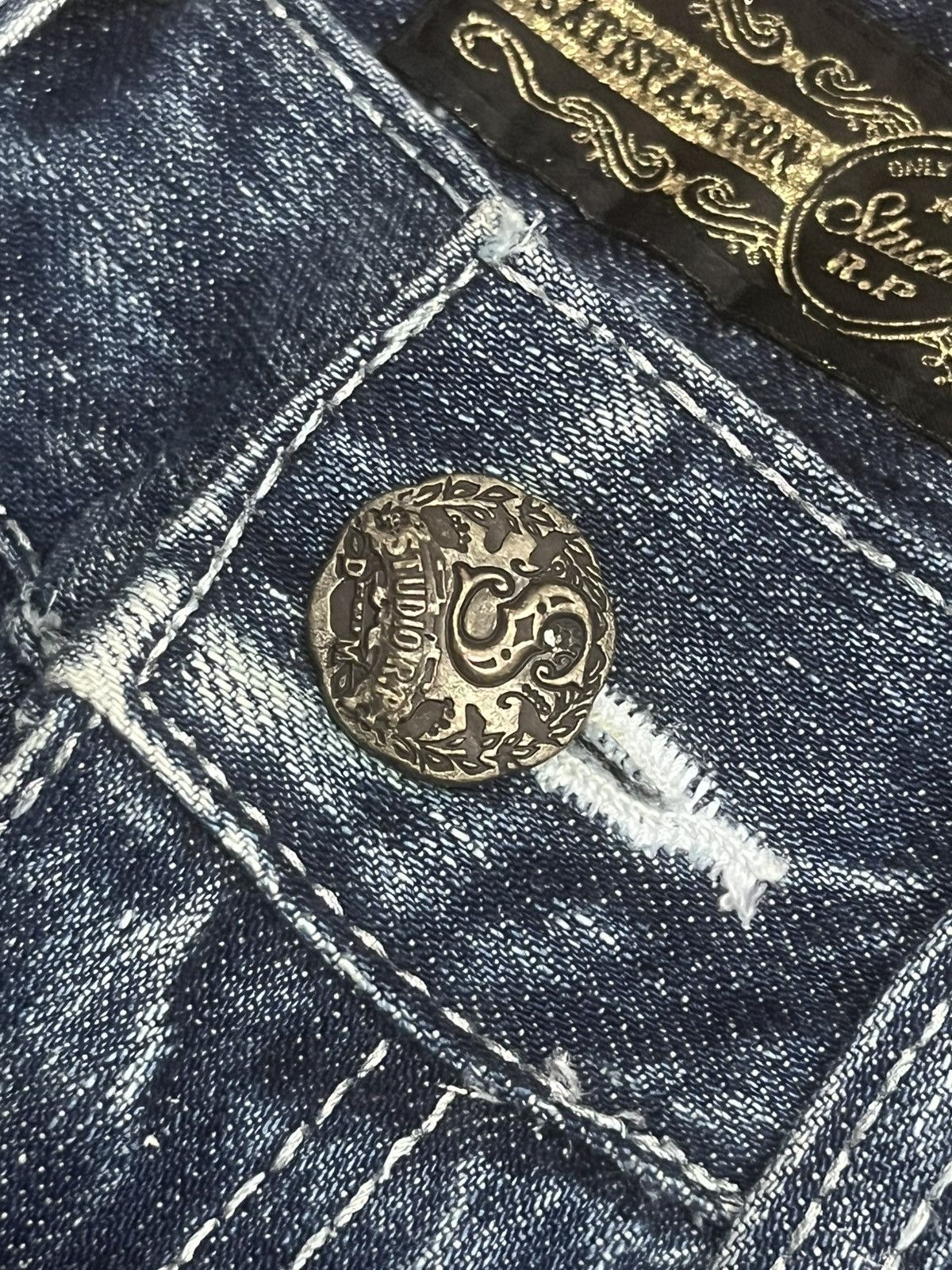 Bounty Hunter Studio RP “One Piece Luffy & Nakama” Blue Thunder Rip Jeans Size US 30 / EU 46 - 5 Thumbnail
