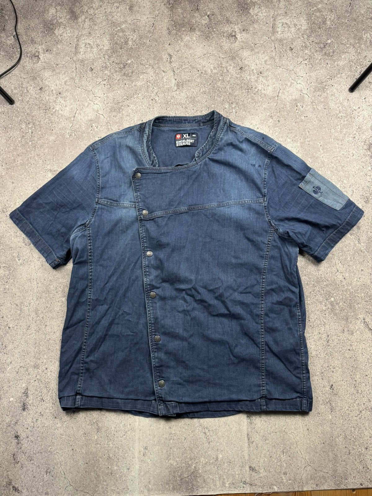 Garment Reproduction of Workers Vintage Engelbert Strauss Denim Workwear Shirt Distressed Size US XL / EU 56 / 4 - 1 Thumbnail