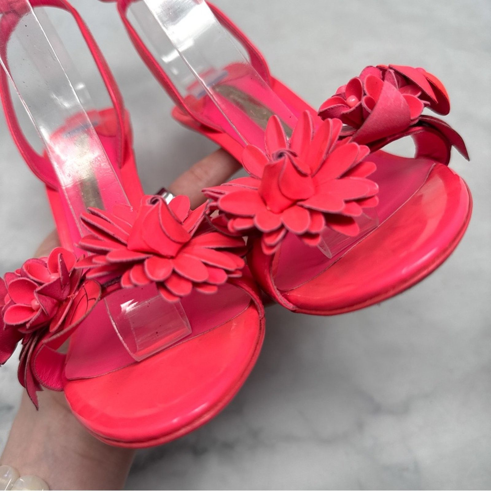 Sophia Webster Sophia Webster Floral Leather Ankle Strap Sandal Heels 37.5 Size US 7.5 / IT 37.5 - 6 Thumbnail