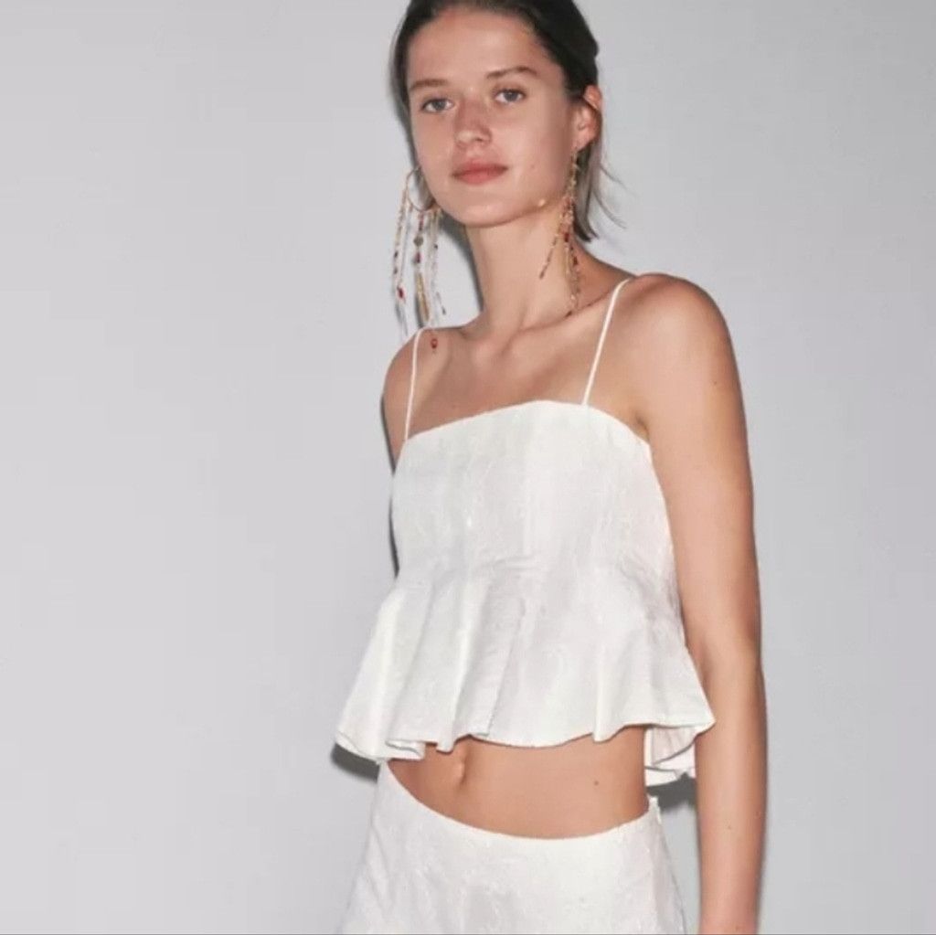 Zara NWT ZARA WOMAN COLLECTION EMBROIDERED GODET TOP Size XS / US 0-2 / IT 36-38 - 10 Thumbnail
