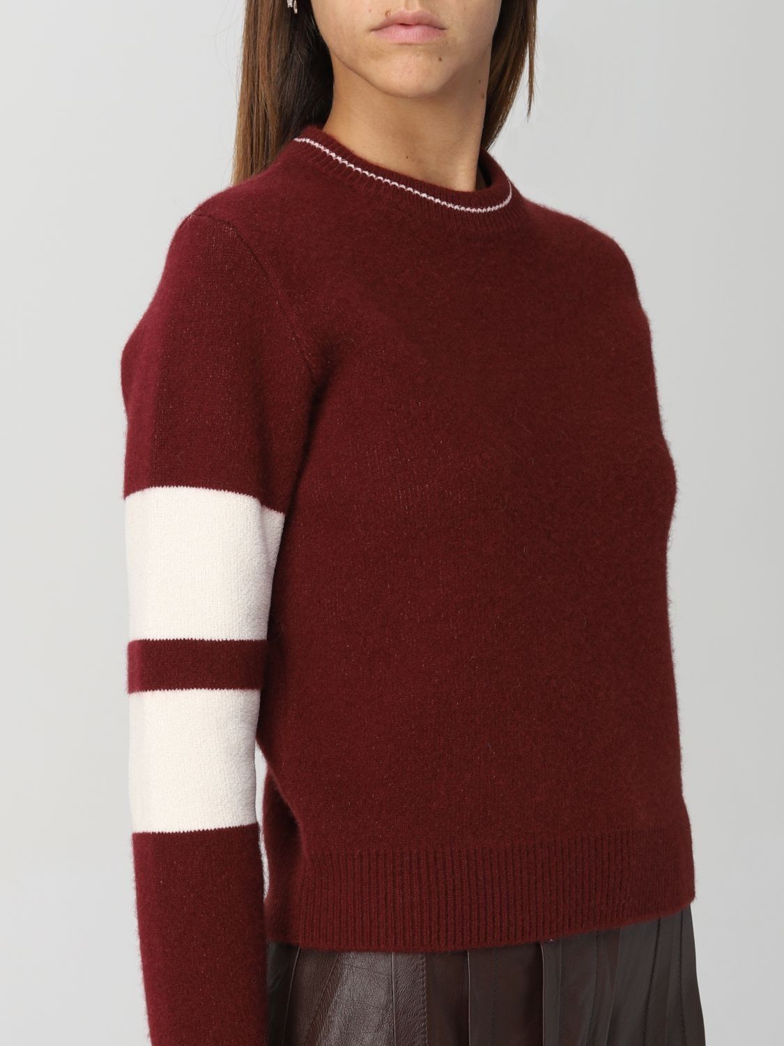 Golden Goose o1y0825 Crewneck Sweater in Burgundy/Ivory Size M / US 6-8 / IT 42-44 - 2 Thumbnail
