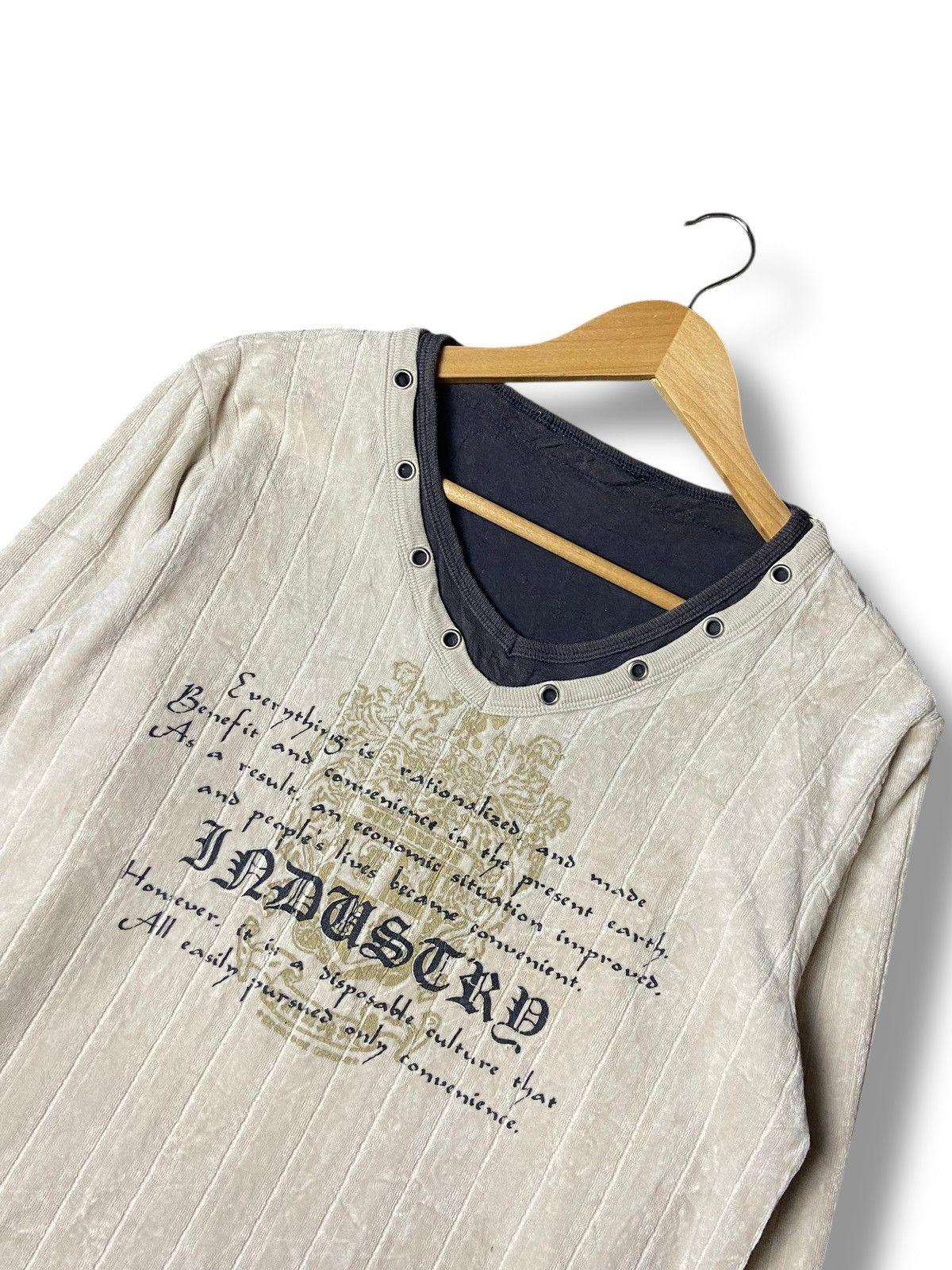 Japanese Brand Beaumere Punk Velvet Eyelet Long Sleeve Shirt (145) Size US XXS / EU 40 - 6 Thumbnail