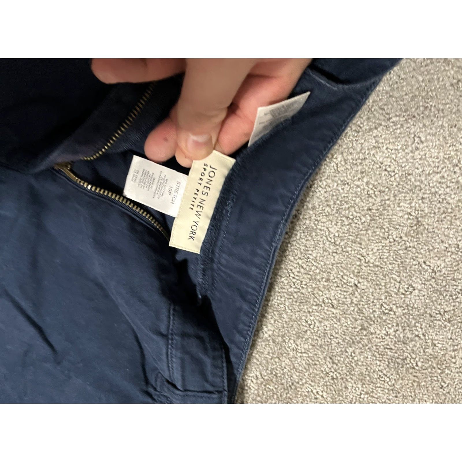 Jones New York Vintage Jones New York Women's Chino Pants 10P Stretch Navy Blue Petite Office Casual Size ONE SIZE - 5 Thumbnail