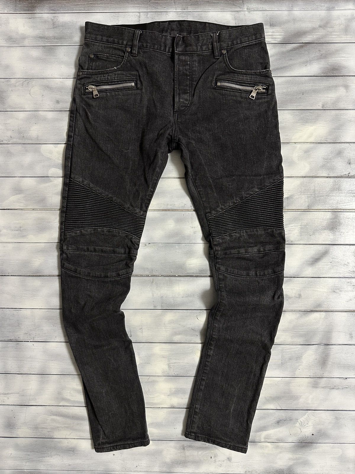 Balmain Rare Luxury Balmain Moto Biker Denim Jeans Made in Japan Size US 32 / EU 48 - 5 Thumbnail