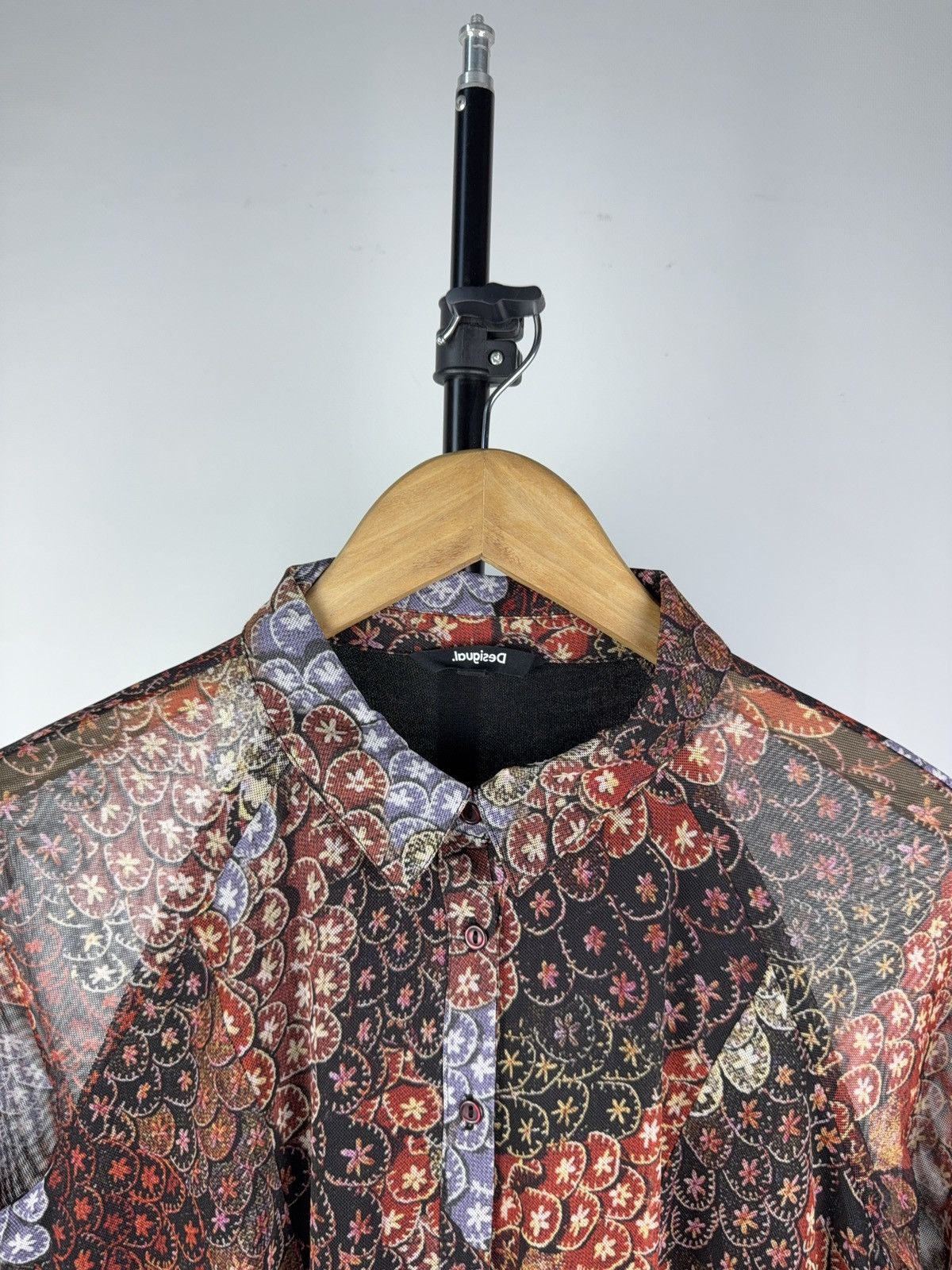 Desigual × Vintage Desigual Womens Mesh Shirt Blouse JPG Style Rare Y2K Size L / US 10 / IT 46 - 2 Thumbnail