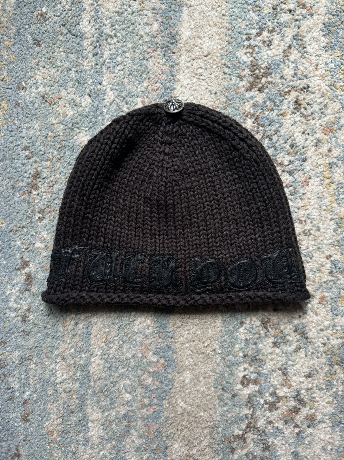 Chrome Hearts FUCK YOU Vintage Cashmere Beanie Hat Black