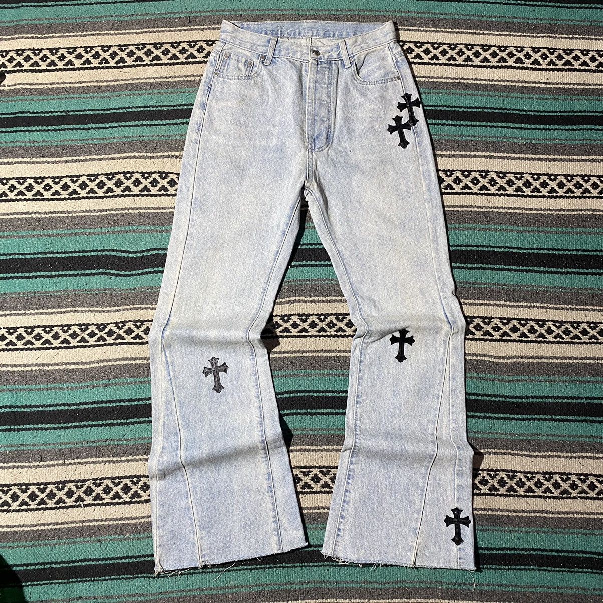 If Six Was Nine FREE TAX! Unknown Chrome Hearts Style Cross Parchwork Flared Size US 29 - 2 Thumbnail