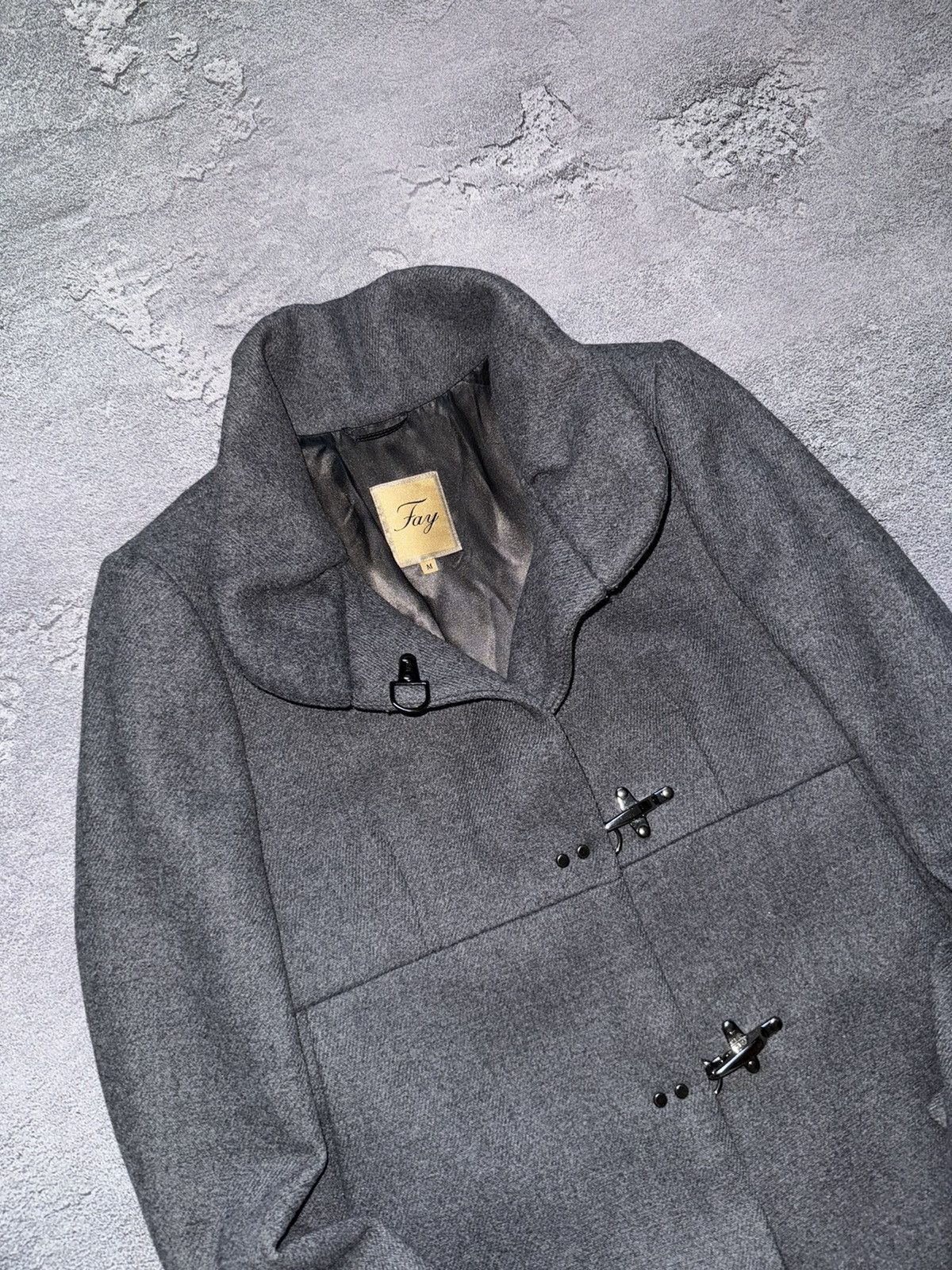Designer × Fay Fay M wool clasp fastening coat long jacket Wmns Size M / US 6-8 / IT 42-44 - 2 Thumbnail