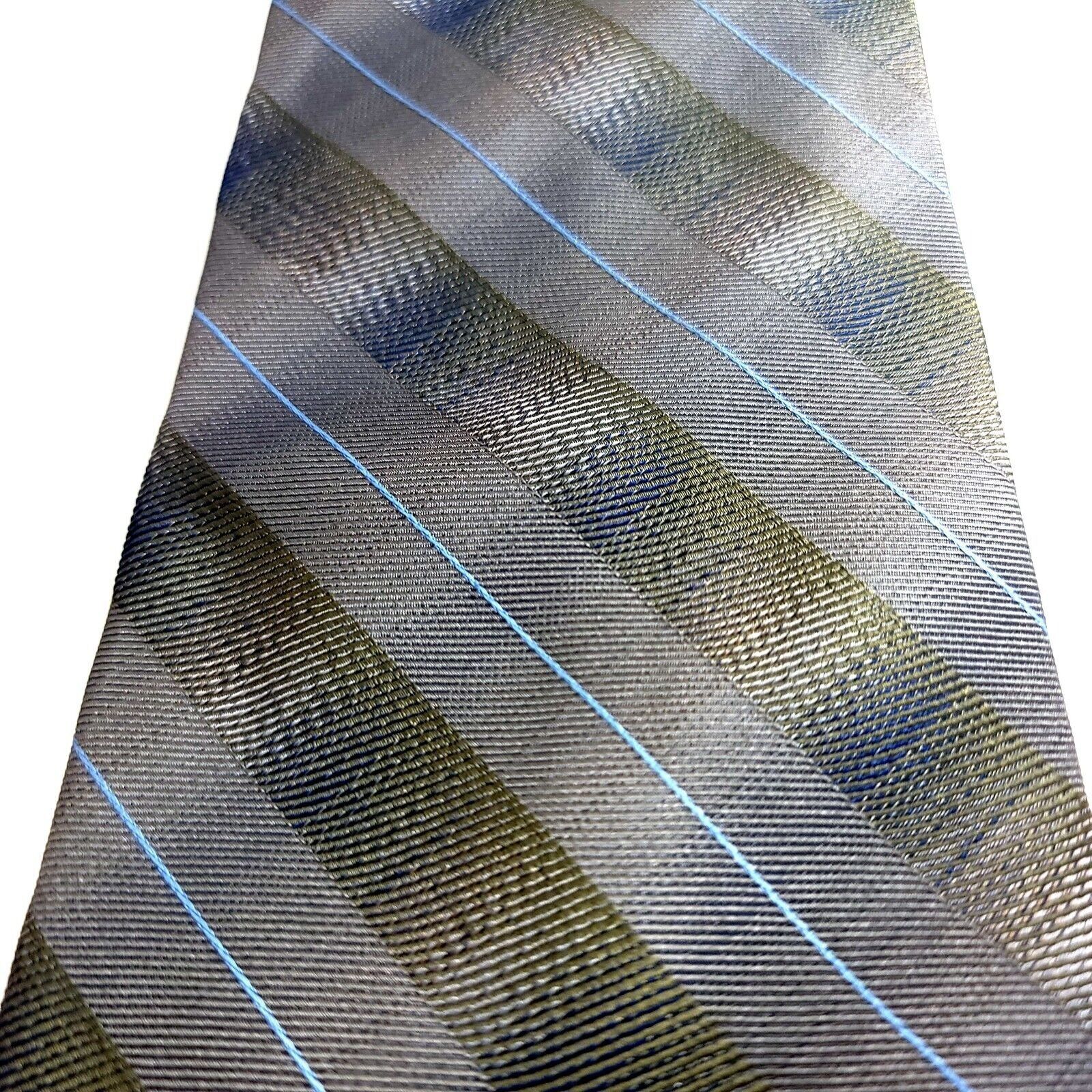 Vintage Fabio Fazio Woven Green Blue Woven Plaid Silk Tie Size ONE SIZE - 2 Thumbnail