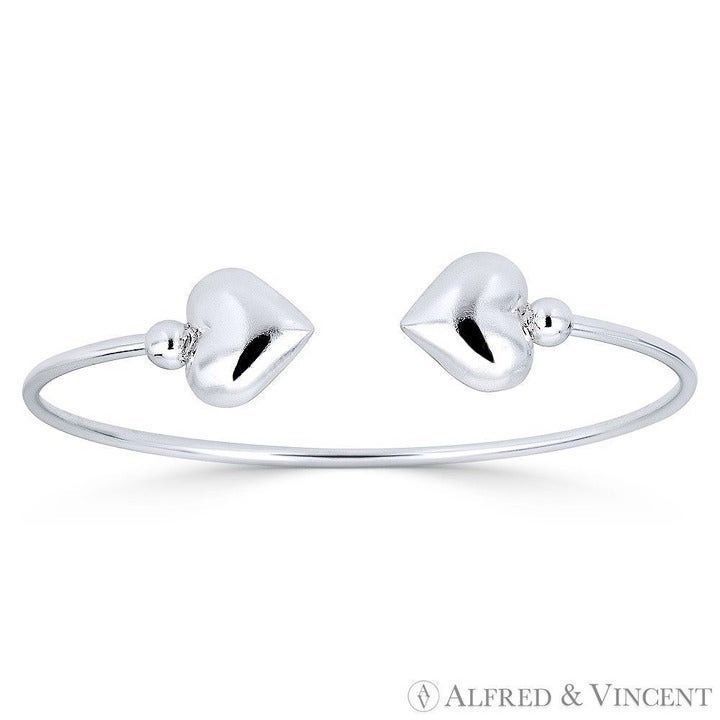 Other Hollow Double Heart Charm & Ball Bead Open-Cuff Bangle Size ONE SIZE - 1 Preview