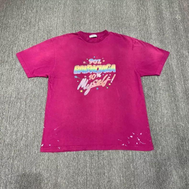 Balenciaga Balenciaga Pink wash damage splash ink short sleeves Size US M / EU 48-50 / 2 - 1 Thumbnail