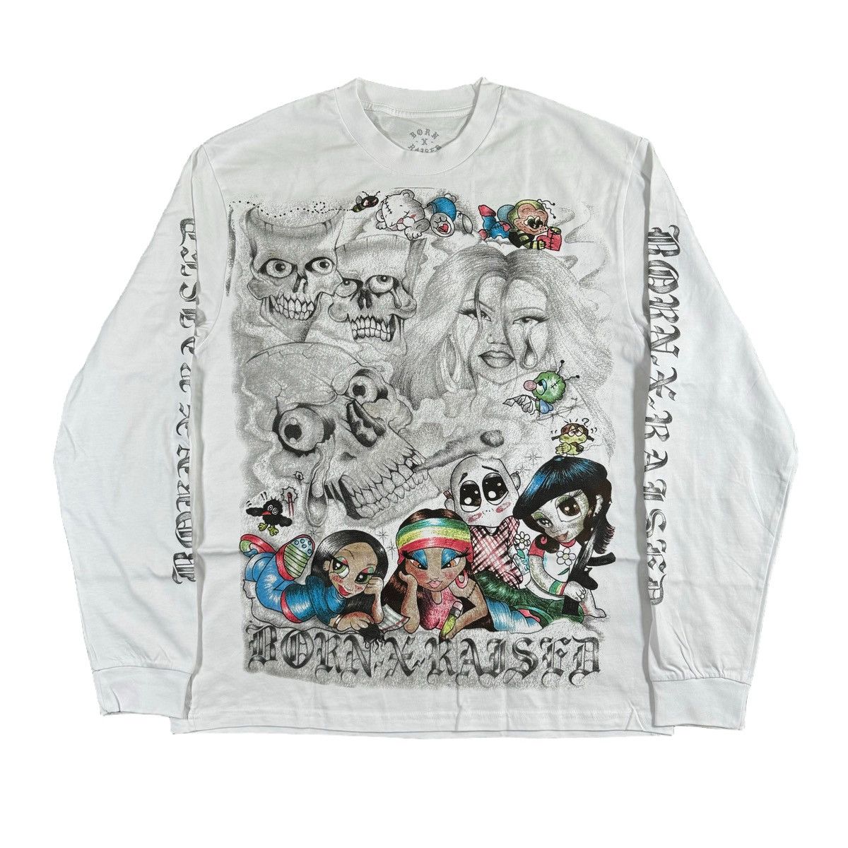 image of Born x Raised Vargas Longsleeve in White, Men's (Size Large)