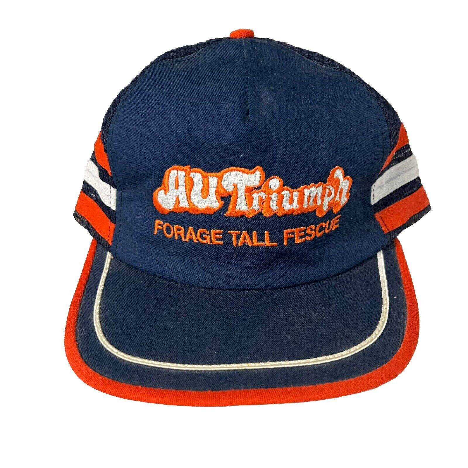 Other Vtg Au Triumph Mesh 3 Stripe Trucker Snapback Blue Orange Size ONE SIZE - 7 Thumbnail