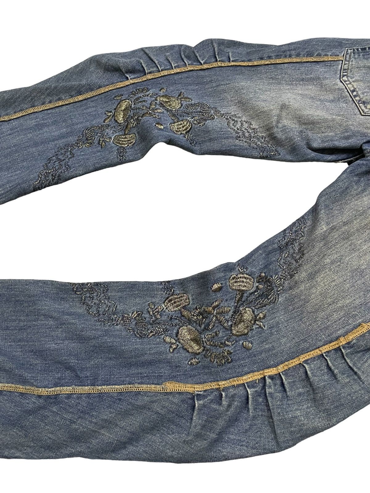 FUSAI × GOSTAR DE FUGA × Japanese Brand JNBY Asymmetrical Curved Seam Embroidered Jeans Size US 29 - 7 Thumbnail