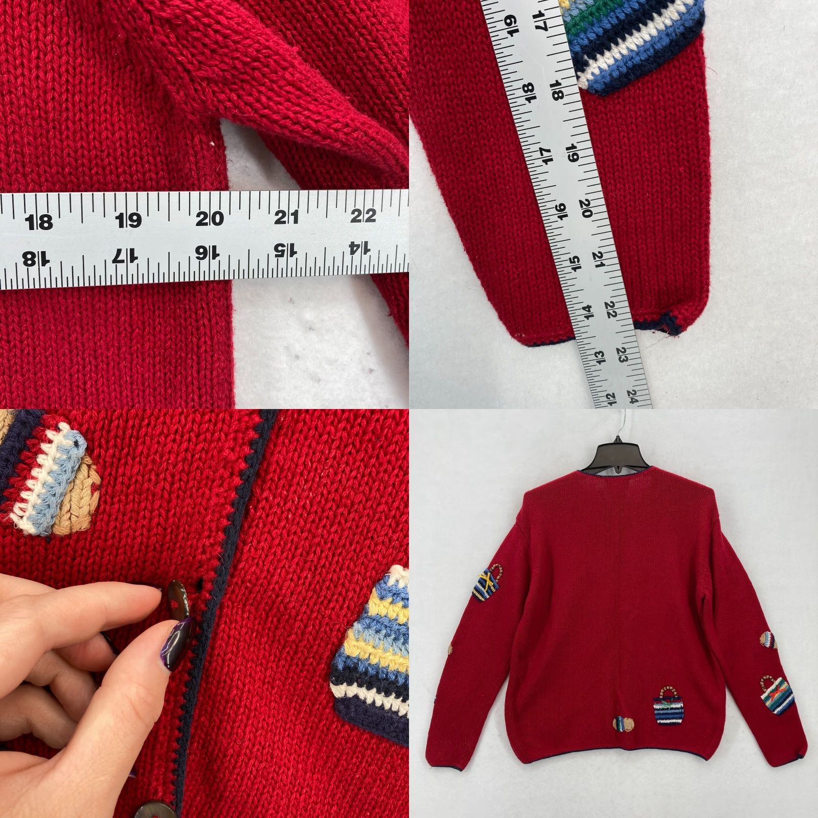 Talbots Talbots Cardigan Women M Red Button Front Sweater Linen Embroidered Summer Nautical Boho Coastal Preppy Size M / US 6-8 / IT 42-44 - 9 Thumbnail