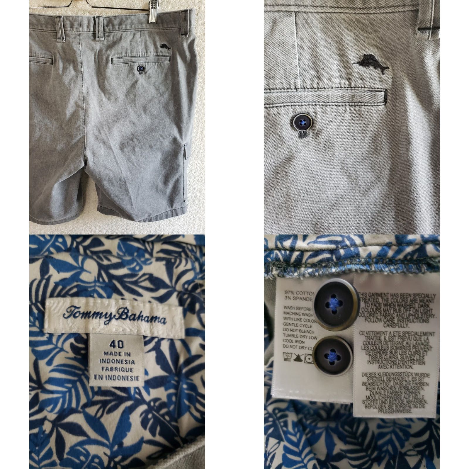Tommy Bahama Tommy Bahama Cargo Shorts Men's 40W x 10L Faded Blue Cotton Spandex Canvas Flat Front Pocket Sailfish Casual Comfort Beach Summerspringfall Mens Size US 40 / EU 56 - 8 Thumbnail
