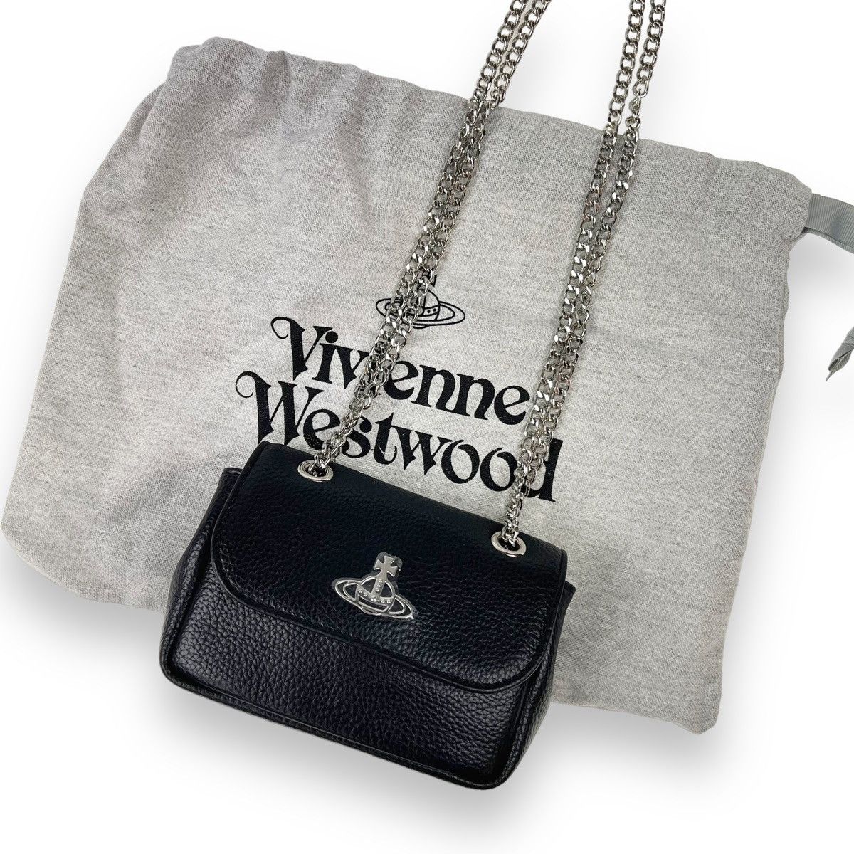 Vivienne Westwood Vivienne Westwood Re-Vegan Grain Small Purse With Chain Size ONE SIZE - 1 Thumbnail