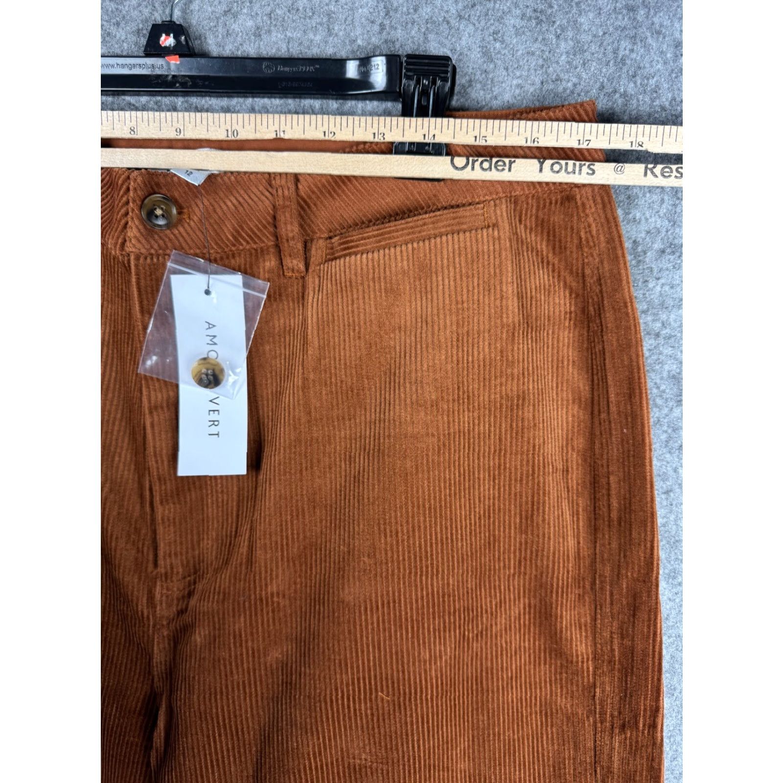 Vintage Amour Vert Pants Women's 12 Brown Wide Leg Utility Corduroy Relaxed NWT Size 34" / US 12 / IT 48 - 6 Thumbnail