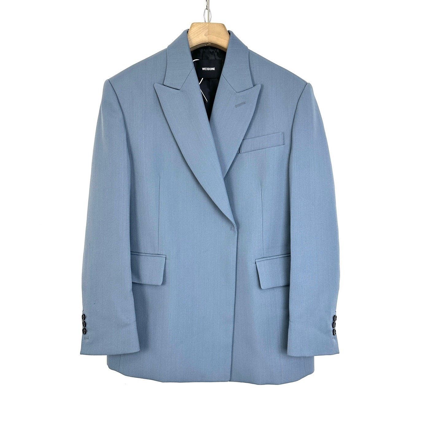 WE11DONE We11done Blue Embossed Logo Lapel Blazer Size XS / US 0-2 / IT 36-38 - 1 Thumbnail