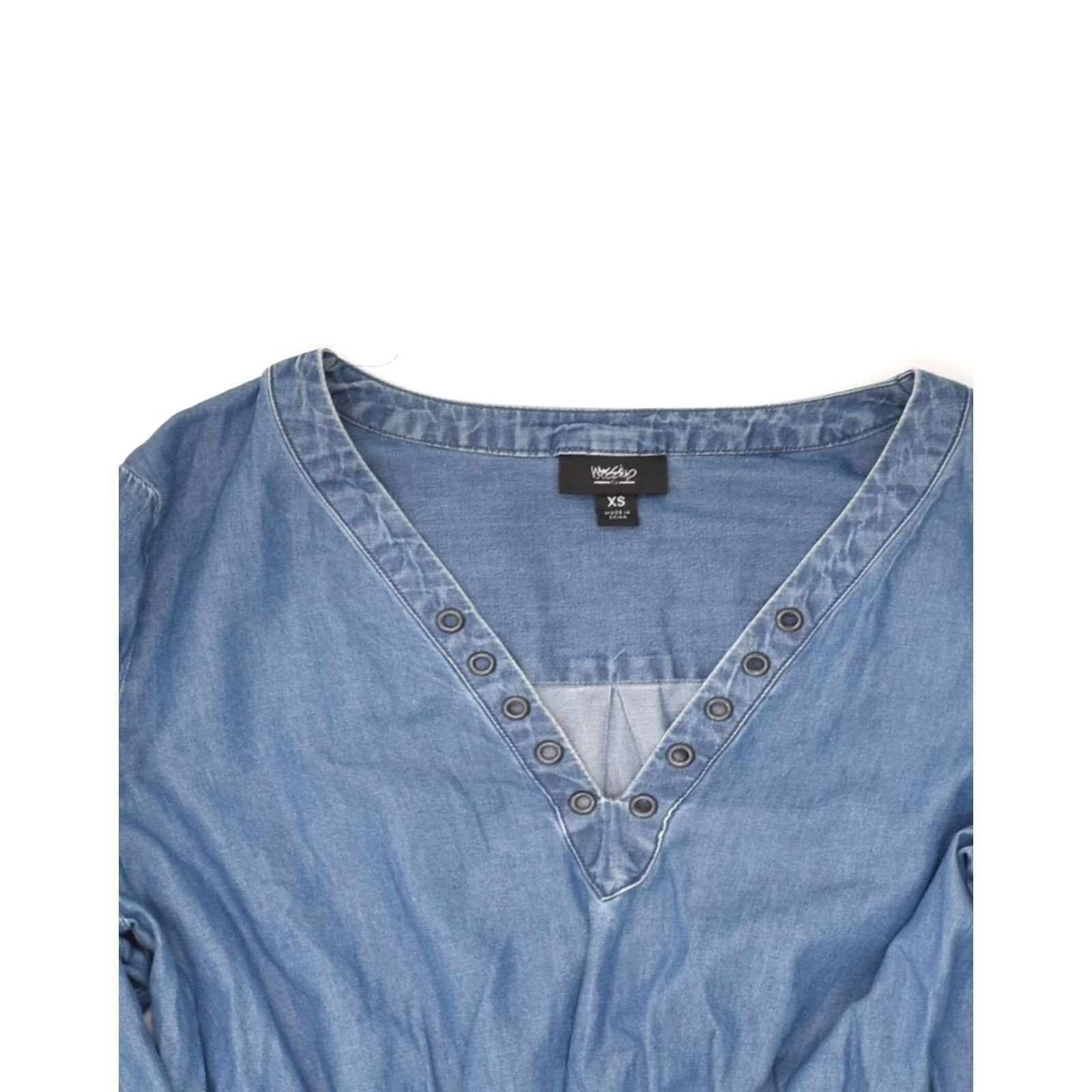 Mossimo VINTAGE Mossimo Womens Long Sleeve A-Line Dress XS UK 4 Blue Cotton JK03 Size XS / US 0-2 / IT 36-38 - 3 Thumbnail
