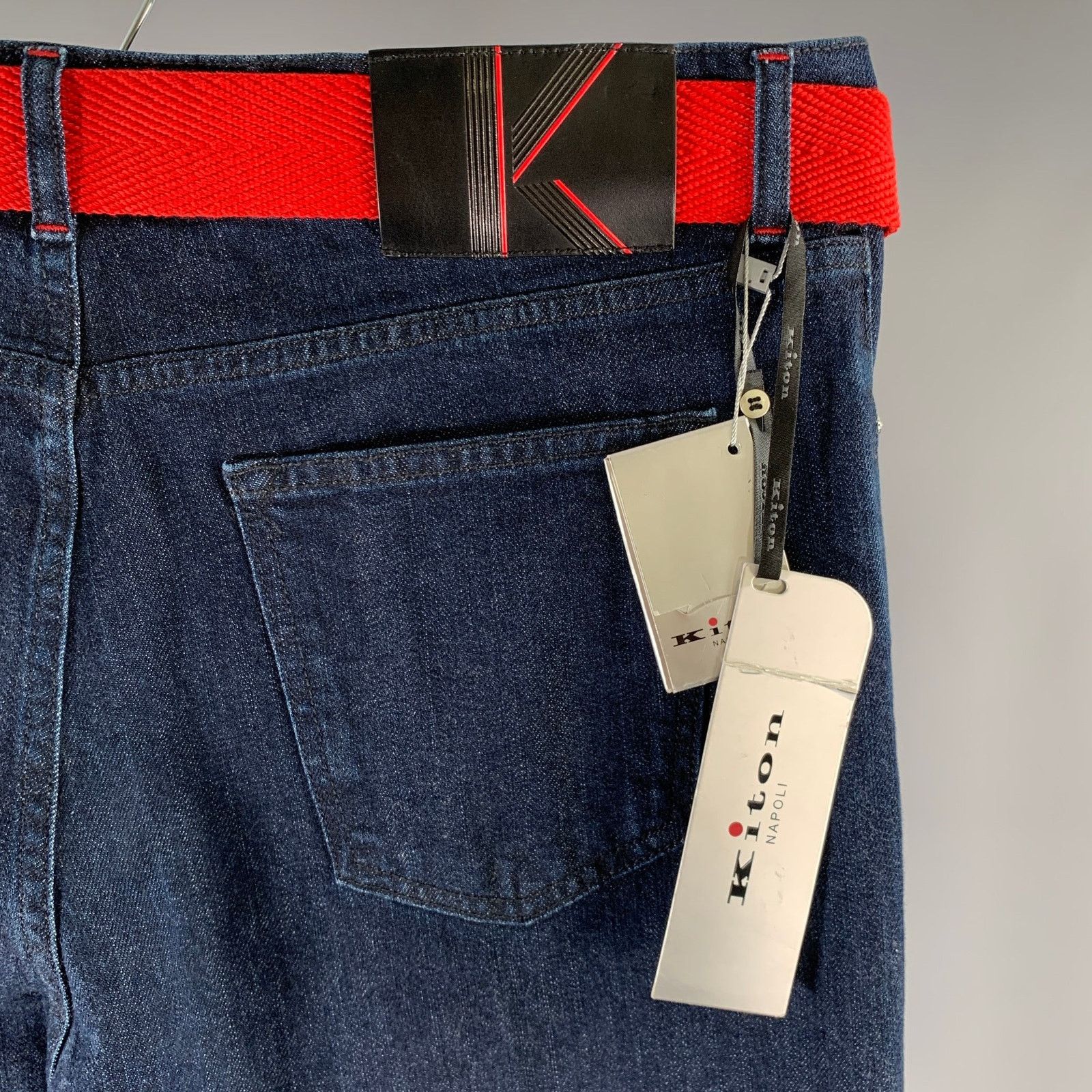 Kiton KITON Size 36 Navy Contrast Stitch Denim Straight Jeans Size US 36 / EU 52 - 2 Thumbnail