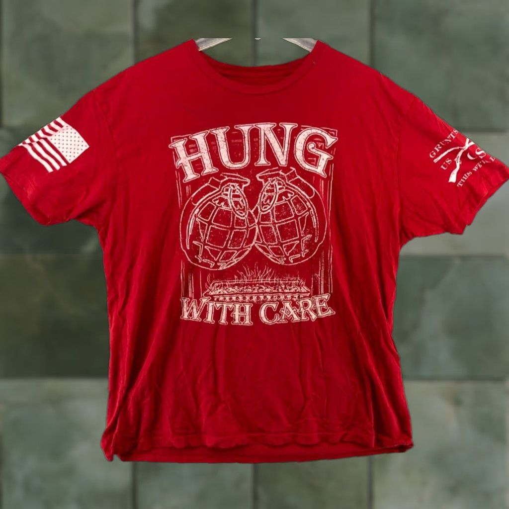 Vintage Grunt Style Men's T-Shirt Large Red Graphic Print Christmas Grenade Crew Neck Regular Fit Size US L / EU 52-54 / 3 - 1 Thumbnail