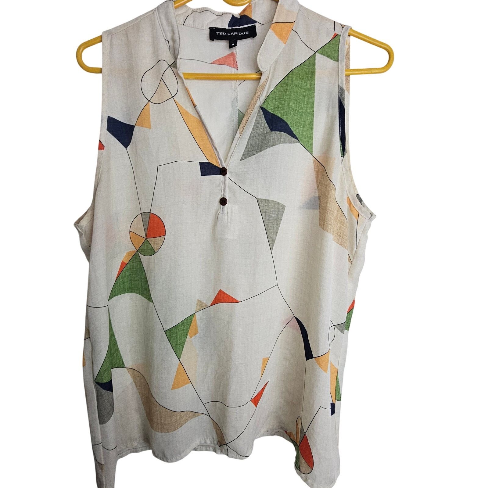 TED LAPIDUS Vintage Ted Lapidus Womens Artsy Geometric Print Blouse M Size M / US 6-8 / IT 42-44 - 1 Thumbnail
