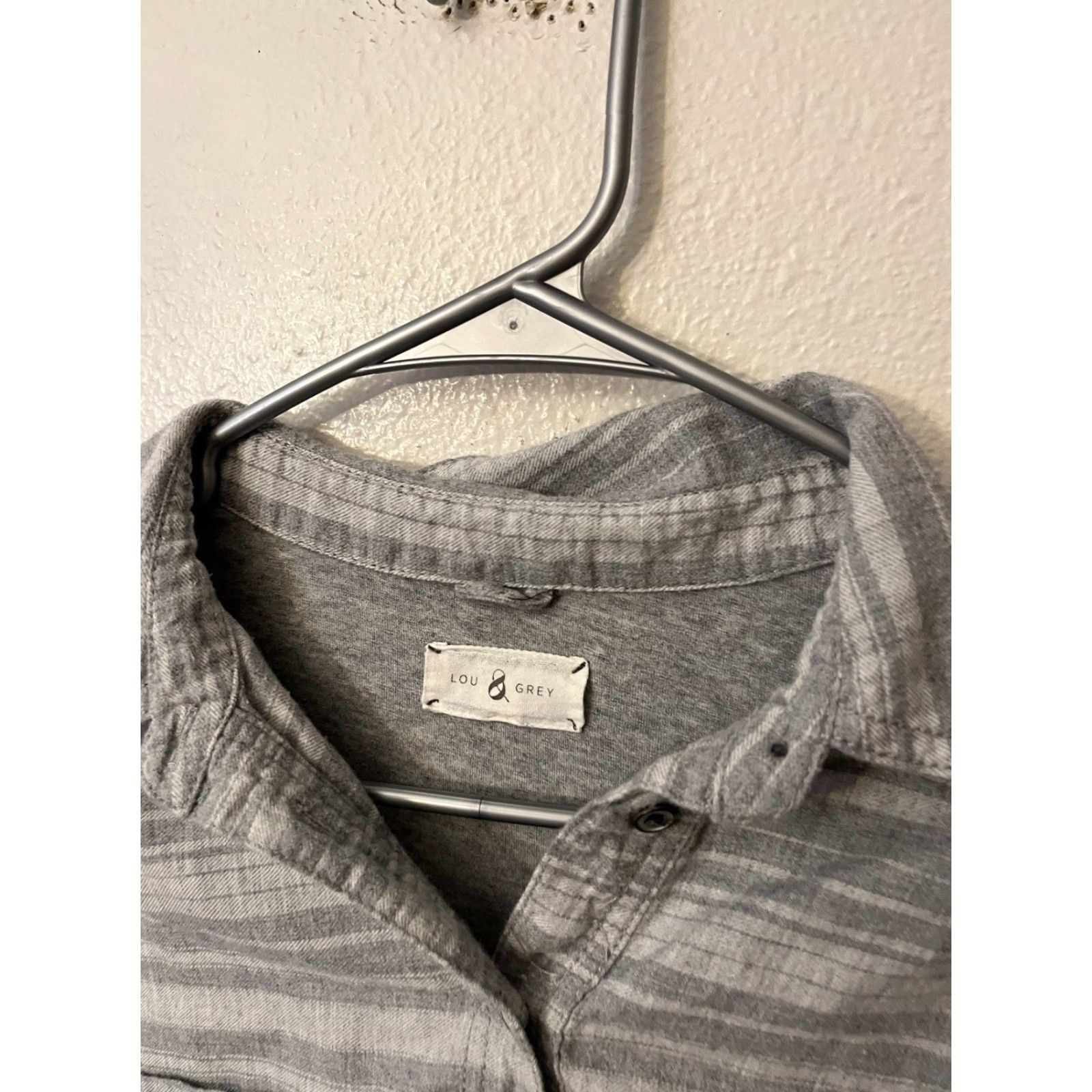 Lou & Grey Lou & Grey Polo Shirt Women Long Sleeve 100% Cotton Gray M Adult Regular Size Medium Size M / US 6-8 / IT 42-44 - 3 Thumbnail