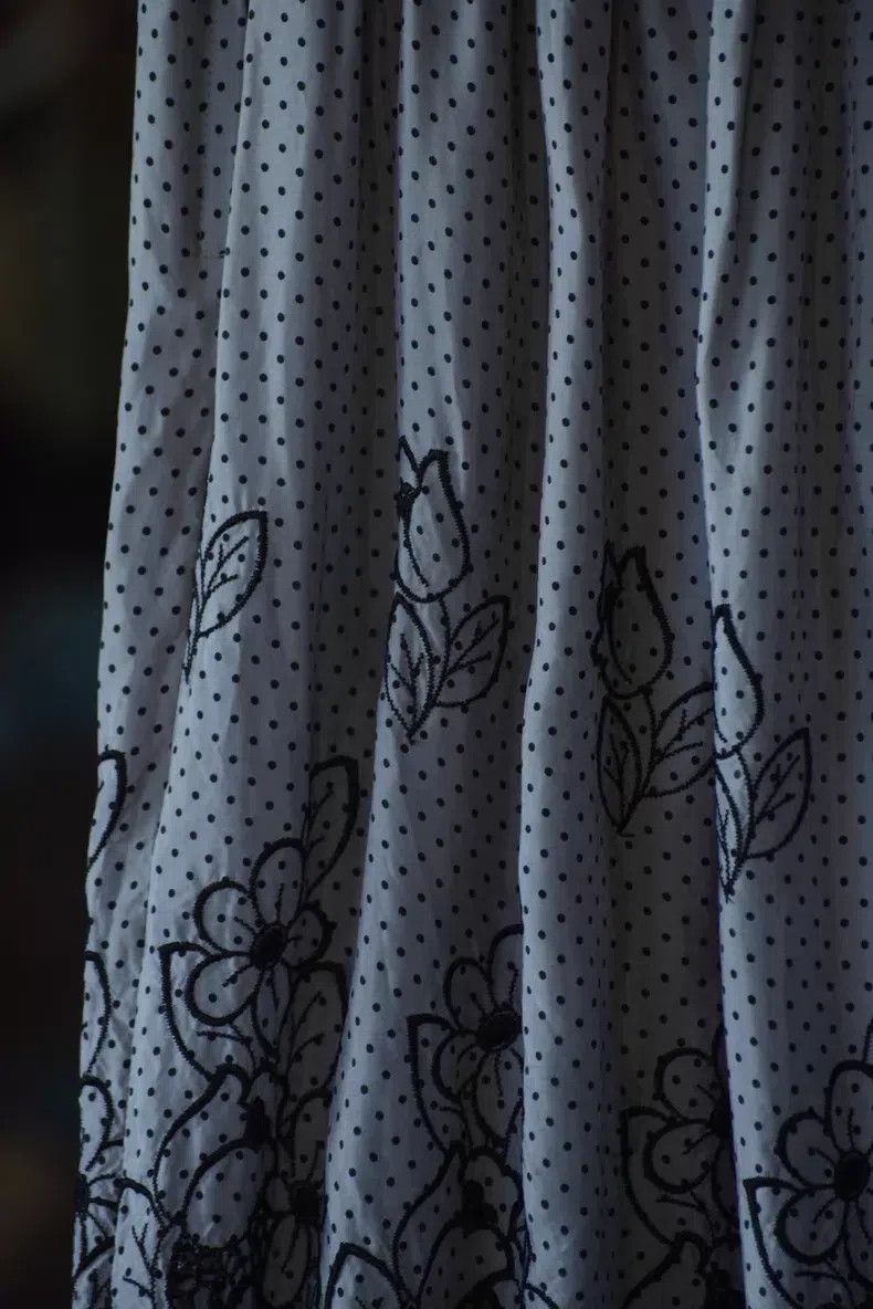Comme des Garcons Comme Des Garcons size M Black and Gray Polka Dot Lace Emb Size 23" - 3 Thumbnail