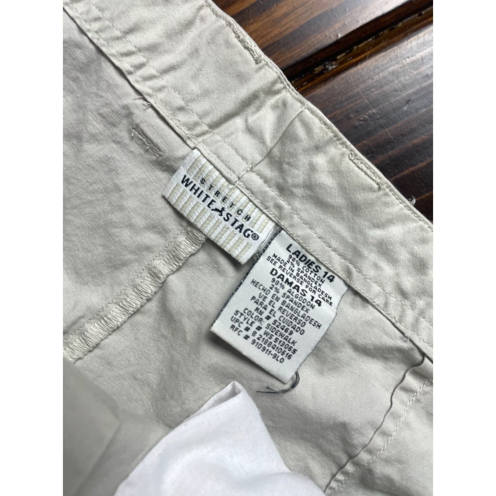 Vintage White Stag Capri Pants Women's 14 Tan High Rise Stretch Pockets Jersey? (Note: Continue) Size 36" / US 14 / IT 50 - 5 Thumbnail