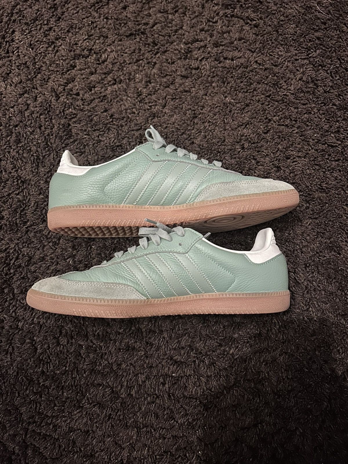 Adidas Light Green Adidas sambas classic white 3 stripes gum sole Size US 12 / EU 45 - 3 Thumbnail