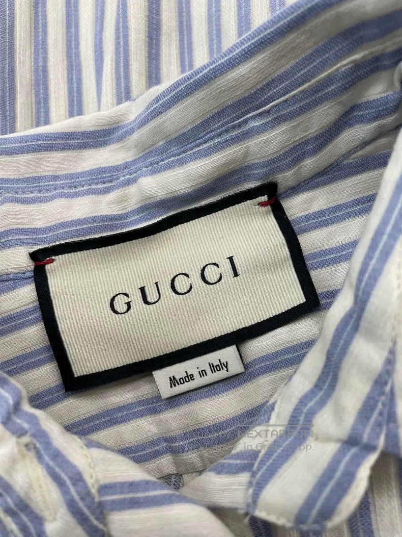 Gucci Gucci Blue and white striped letter embroidery shirt Size US S / EU 44-46 / 1 - 4 Thumbnail