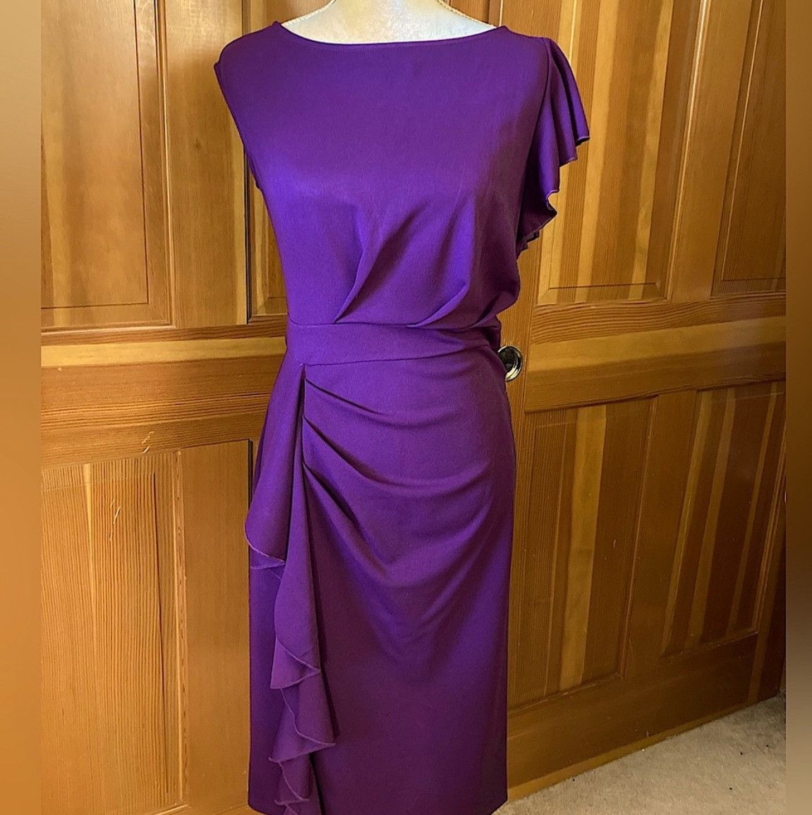 Designer × Other Nwt, Women’s Lavishly Paris Purple Side Ruffle Midi Dress Size S / US 4 / IT 40 - 12 Thumbnail