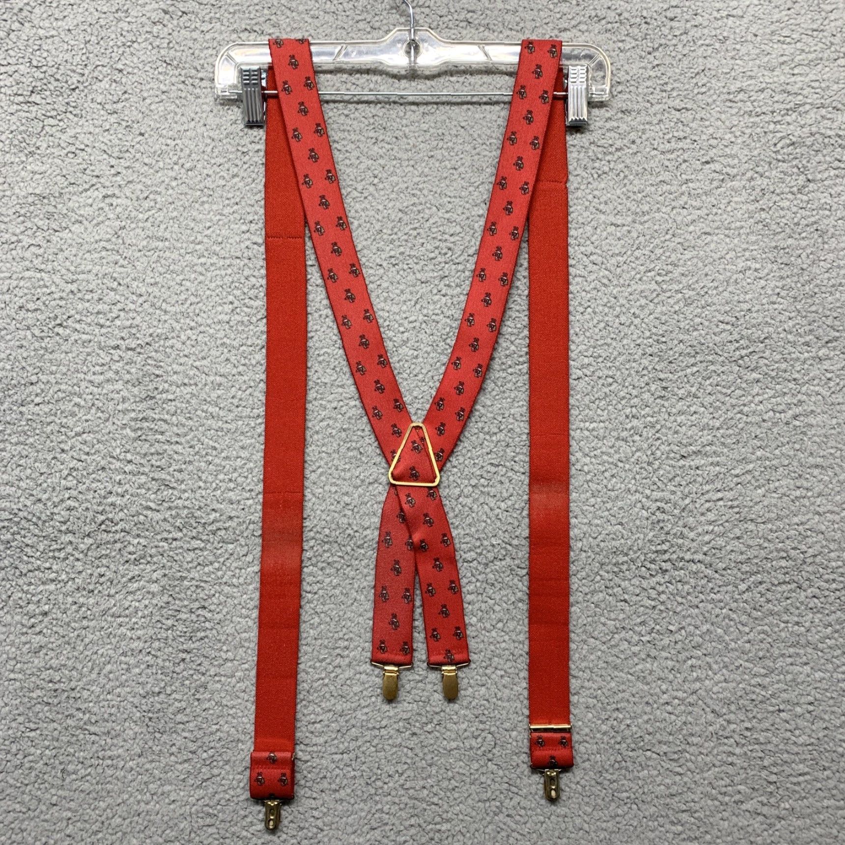 Vintage Christmas Suspenders Red Santa Claus Carrying His Bag Holiday Men Clip Holiday Christmas Suspenders Red Santa Claus Carrying His Bag Clip Men Size ONE SIZE - 4 Thumbnail